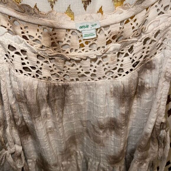 Aerie Boho Babydoll Tie Dye Tank Top Lace Crochet Side Tassel Tie Linen size XS - Picture 5 of 5